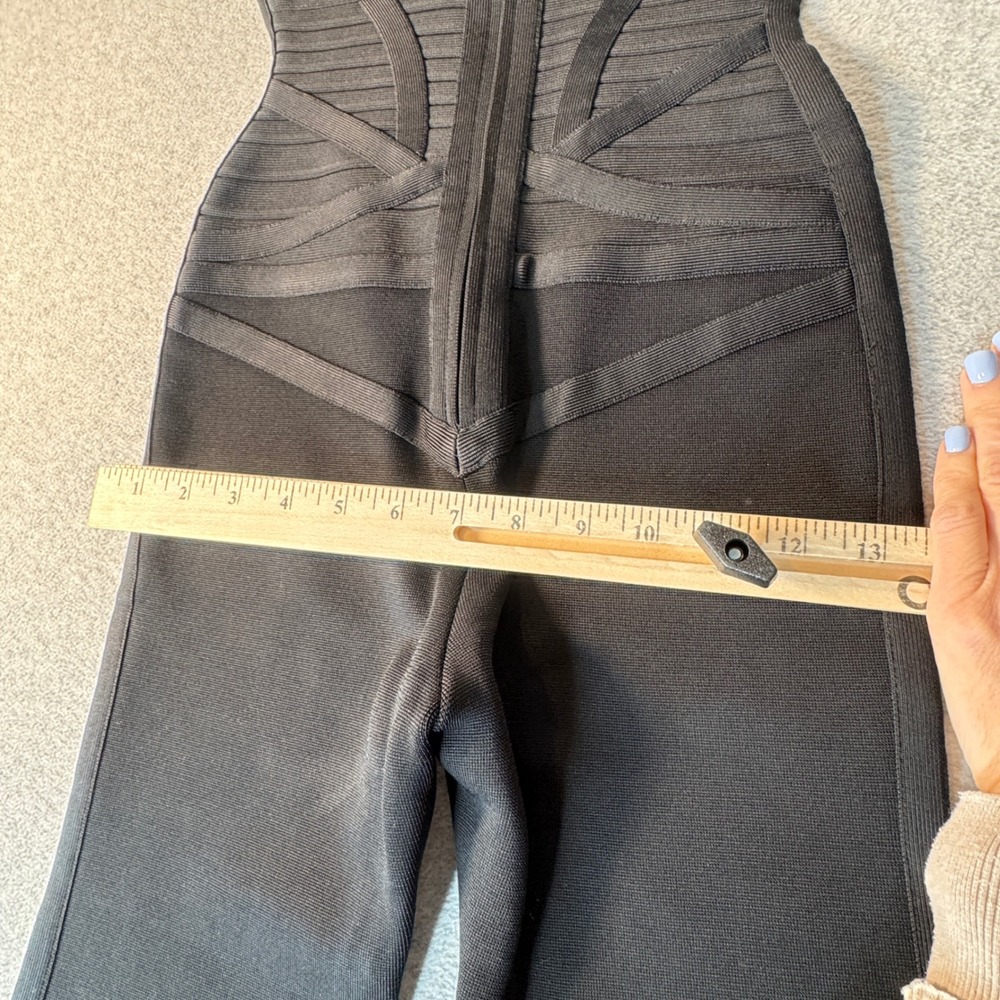 Herve Leger Max Azria Bandage Jumpsuit Black XS Wide Leg Sleeveless Bodycon - Picture 14 of 16